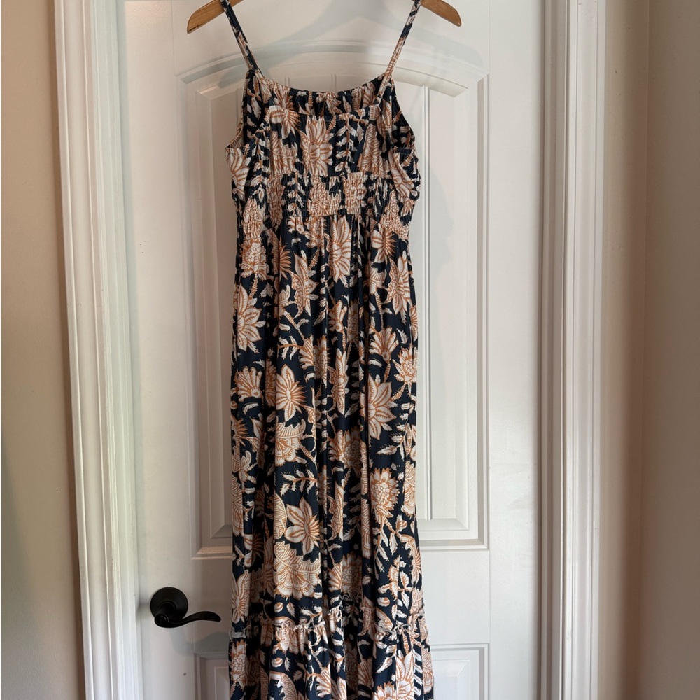 Grace Karin Navy Maxi Dress with Beige Floral Print - Picture 4 of 4